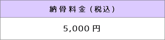 集合墓地への納骨料金：5,000円(税込)